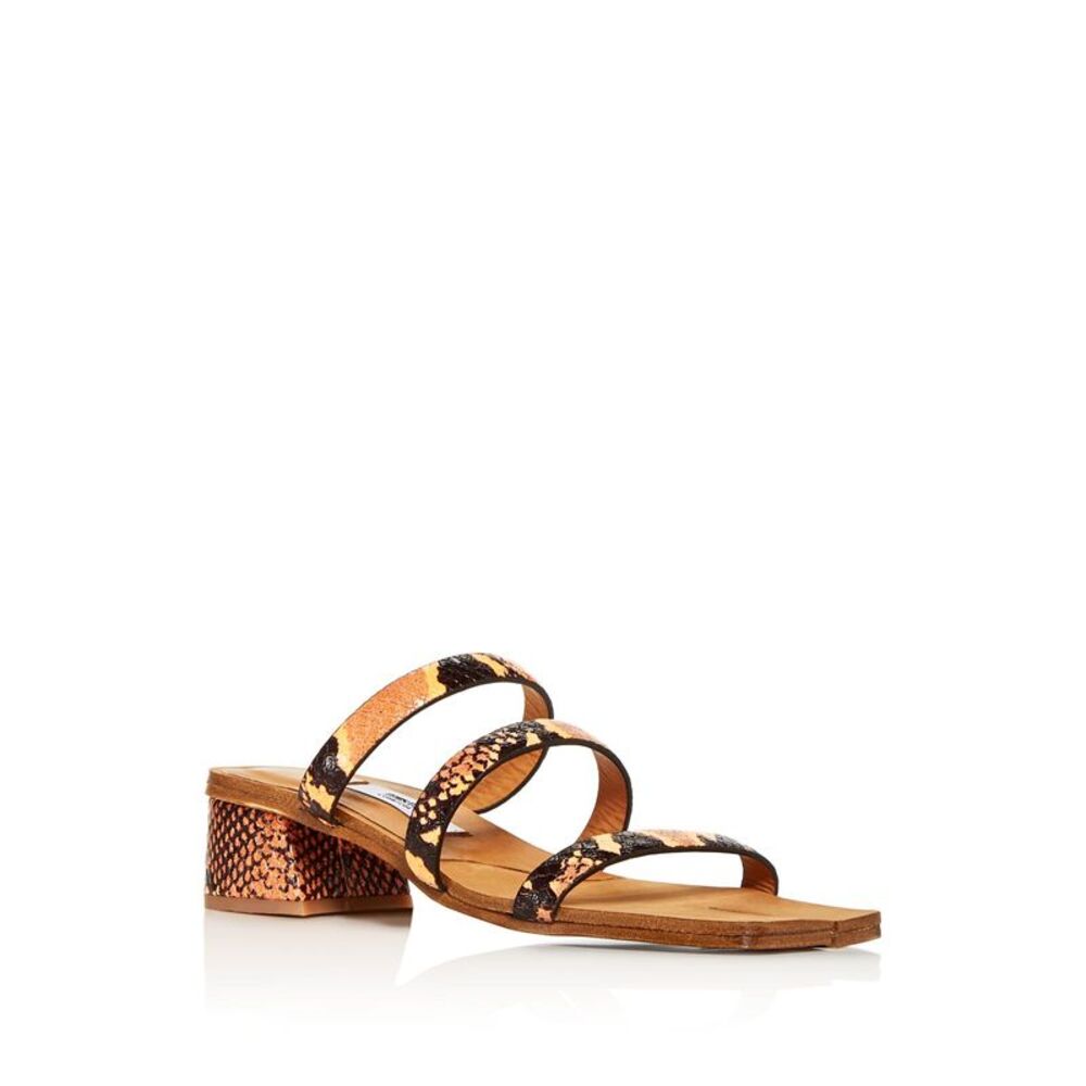 MIISTA Womens Orange Snake Lynley Split Block Heel Slip On Leather Sandals 37
